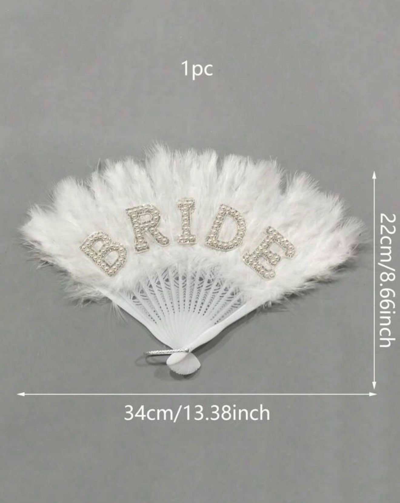Luxury White Feather “BRIDE” Hand Fan