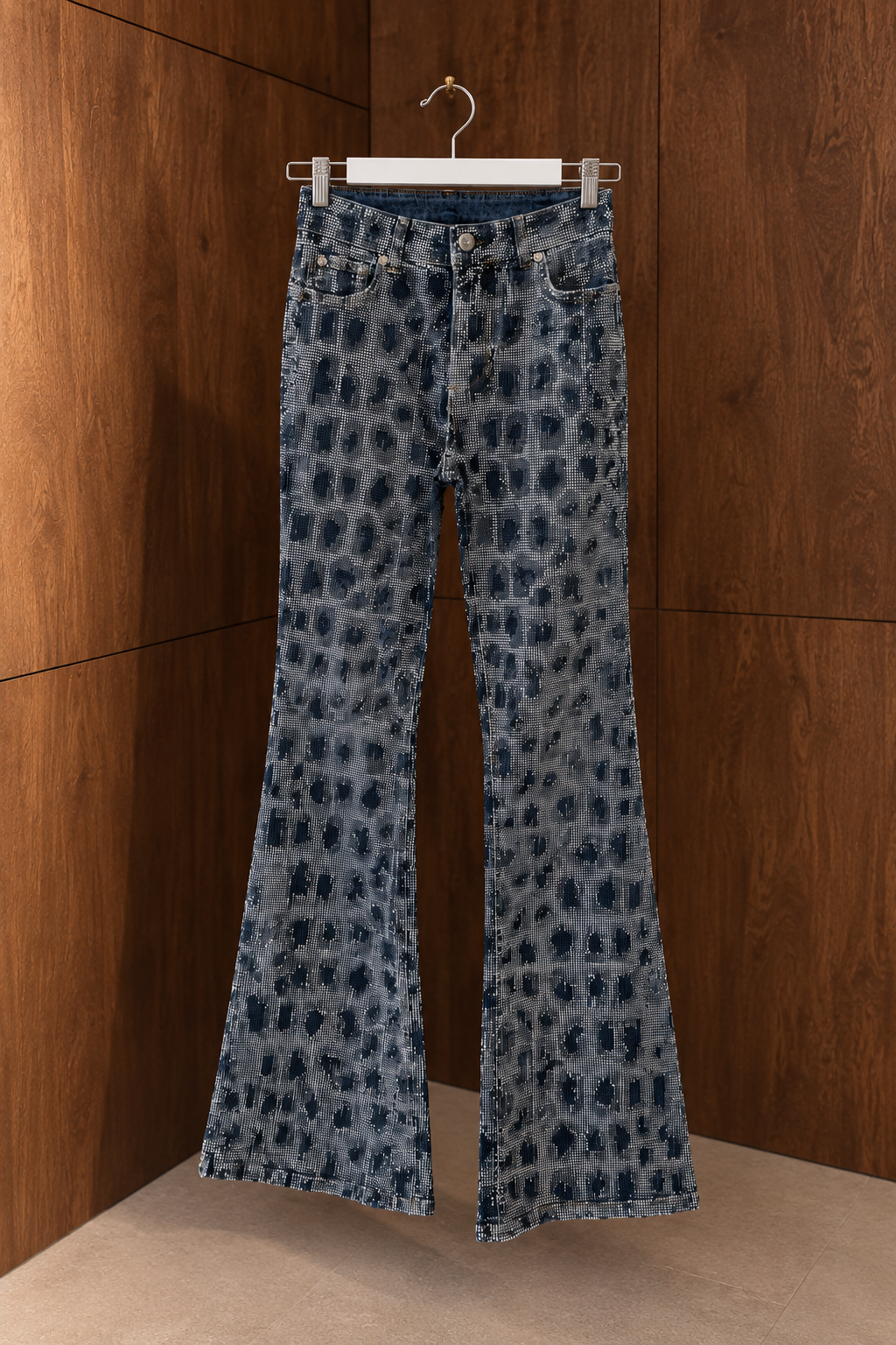 Rhinestone Leopard Flare Jeans