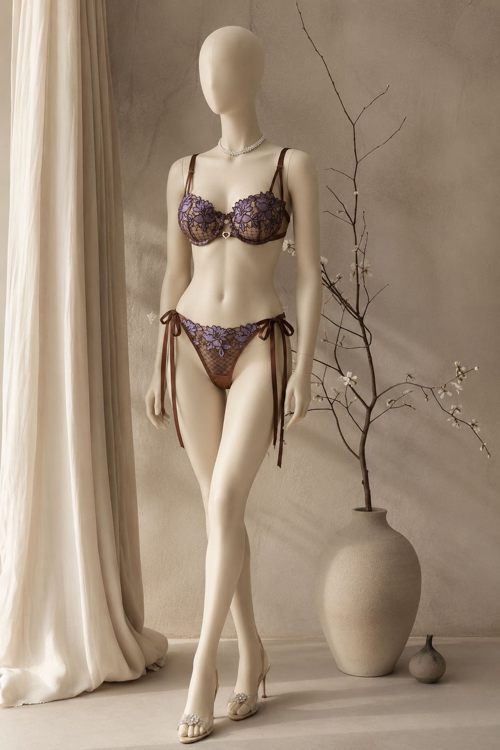 CERMEN Model – Elegant Floral Lace Lingerie Set