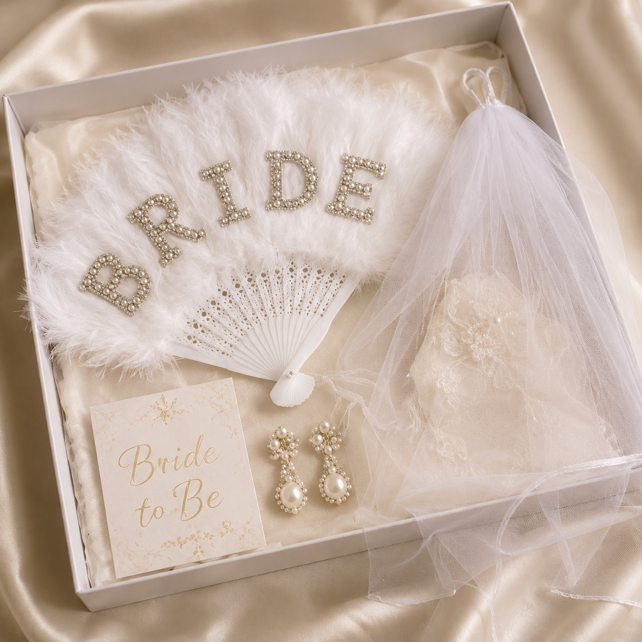 Luxury White Feather “BRIDE” Hand Fan