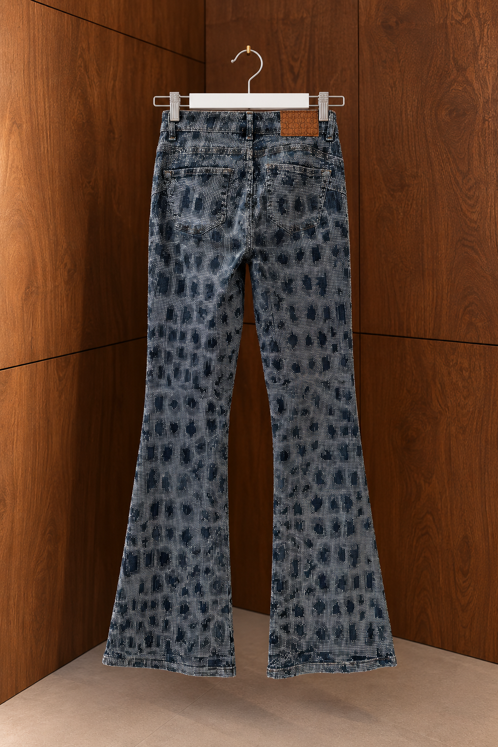 Rhinestone Leopard Flare Jeans
