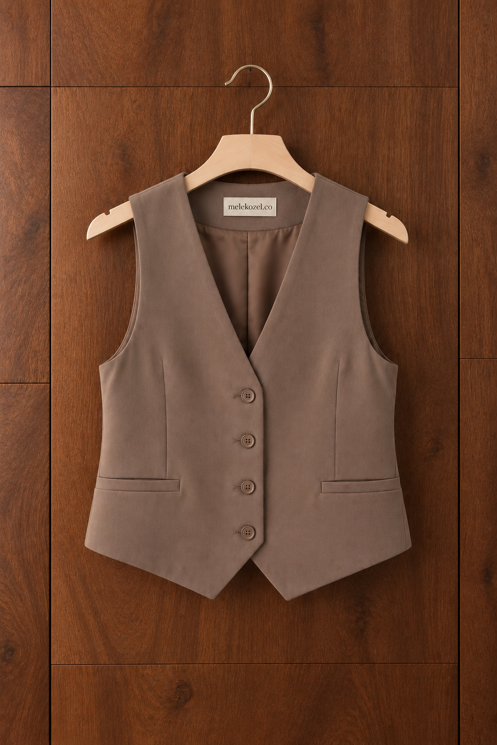 Tailored Button-Up Waistcoat – Mocha