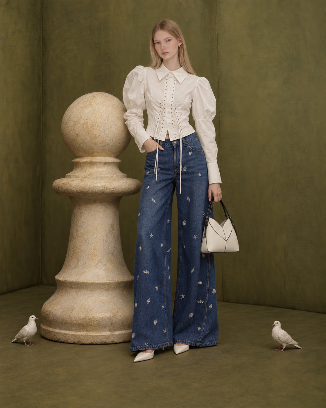 We The Free Westward Embroidered Jeans full front view