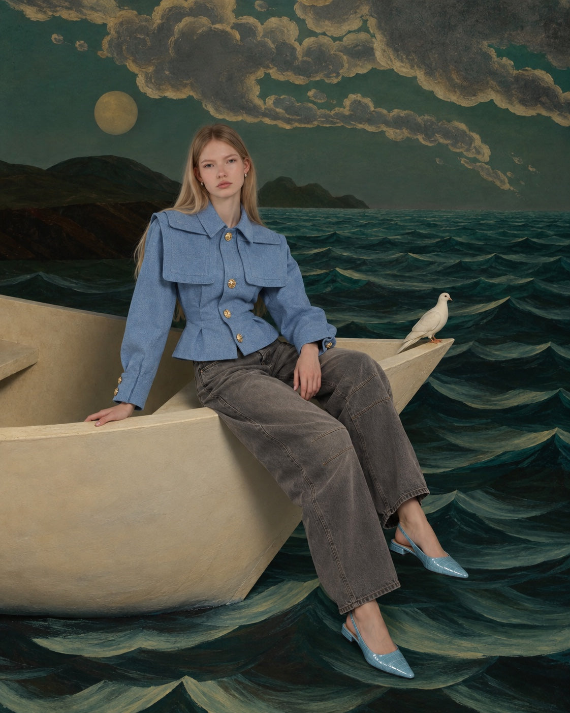 Good Luck Mid-Rise Barrel Jeans Archive Grey editorial look