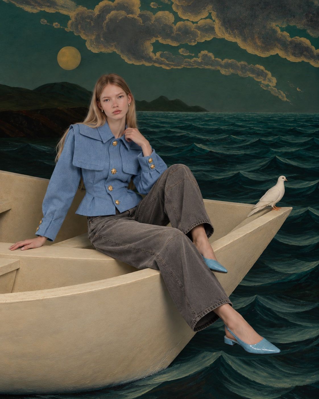 Good Luck Mid-Rise Barrel Jeans Archive Grey editorial look
