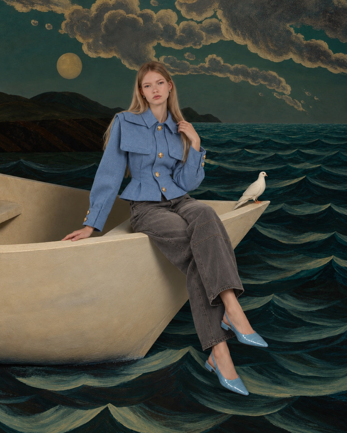 Good Luck Mid-Rise Barrel Jeans Archive Grey editorial look