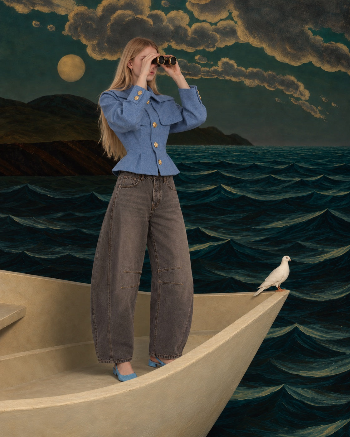 Good Luck Mid-Rise Barrel Jeans Archive Grey editorial look
