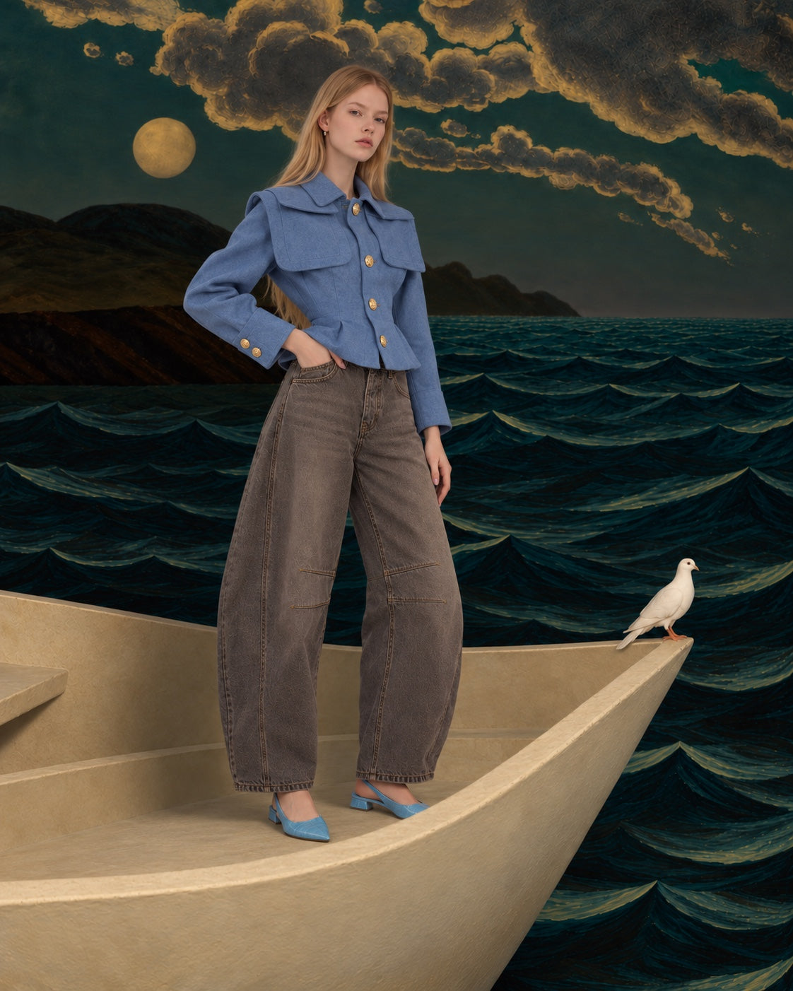 Good Luck Mid-Rise Barrel Jeans Archive Grey editorial look