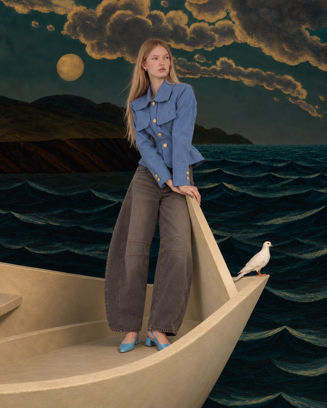Good Luck Mid-Rise Barrel Jeans Archive Grey editorial look