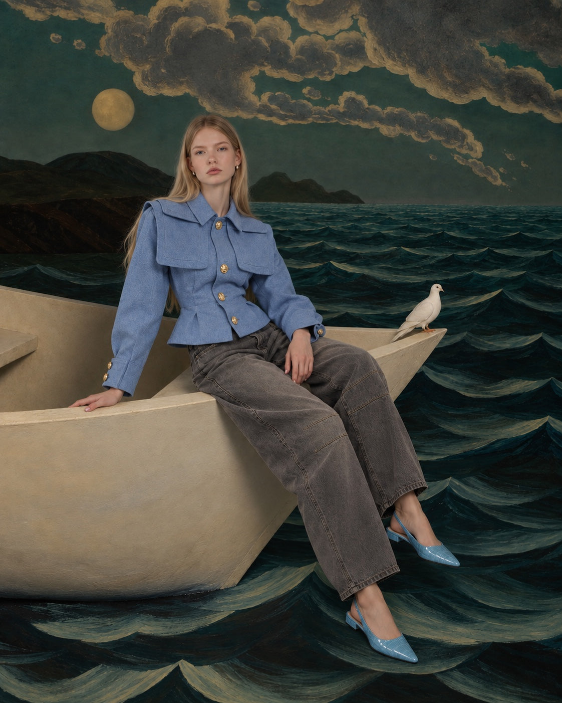 Good Luck Mid-Rise Barrel Jeans Archive Grey editorial look