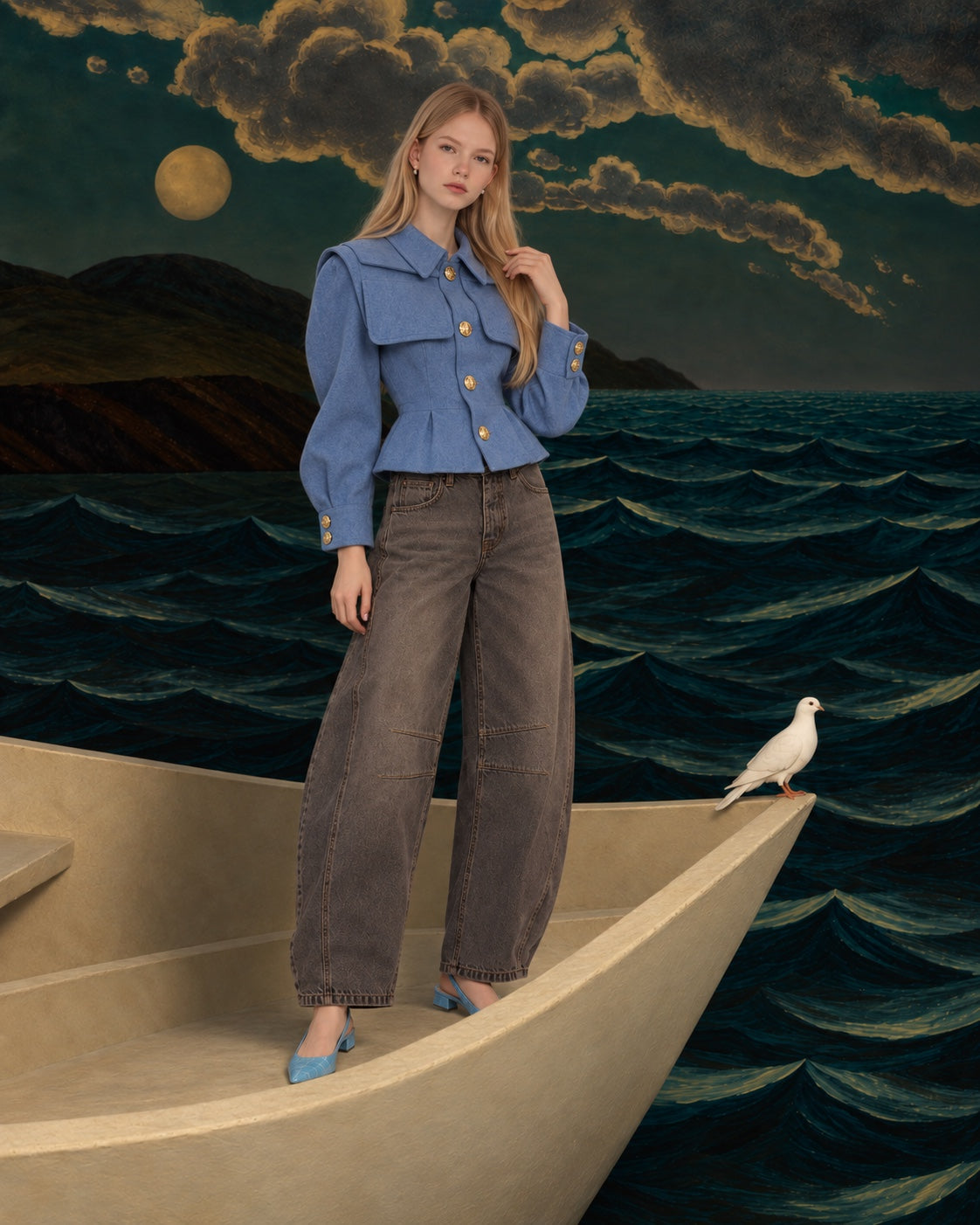 Good Luck Mid-Rise Barrel Jeans Archive Grey editorial look