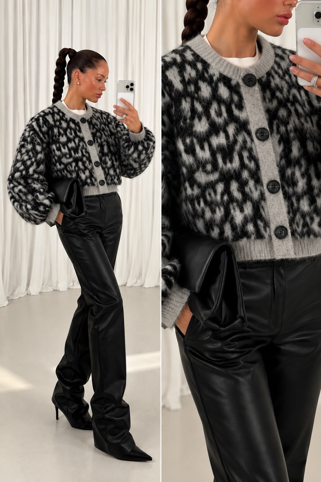 Leopard wool blend cardigan