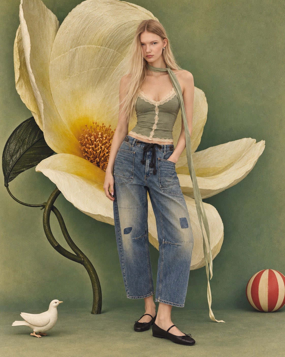 Free People Moxie Pull-On Barrel Jeans front fit