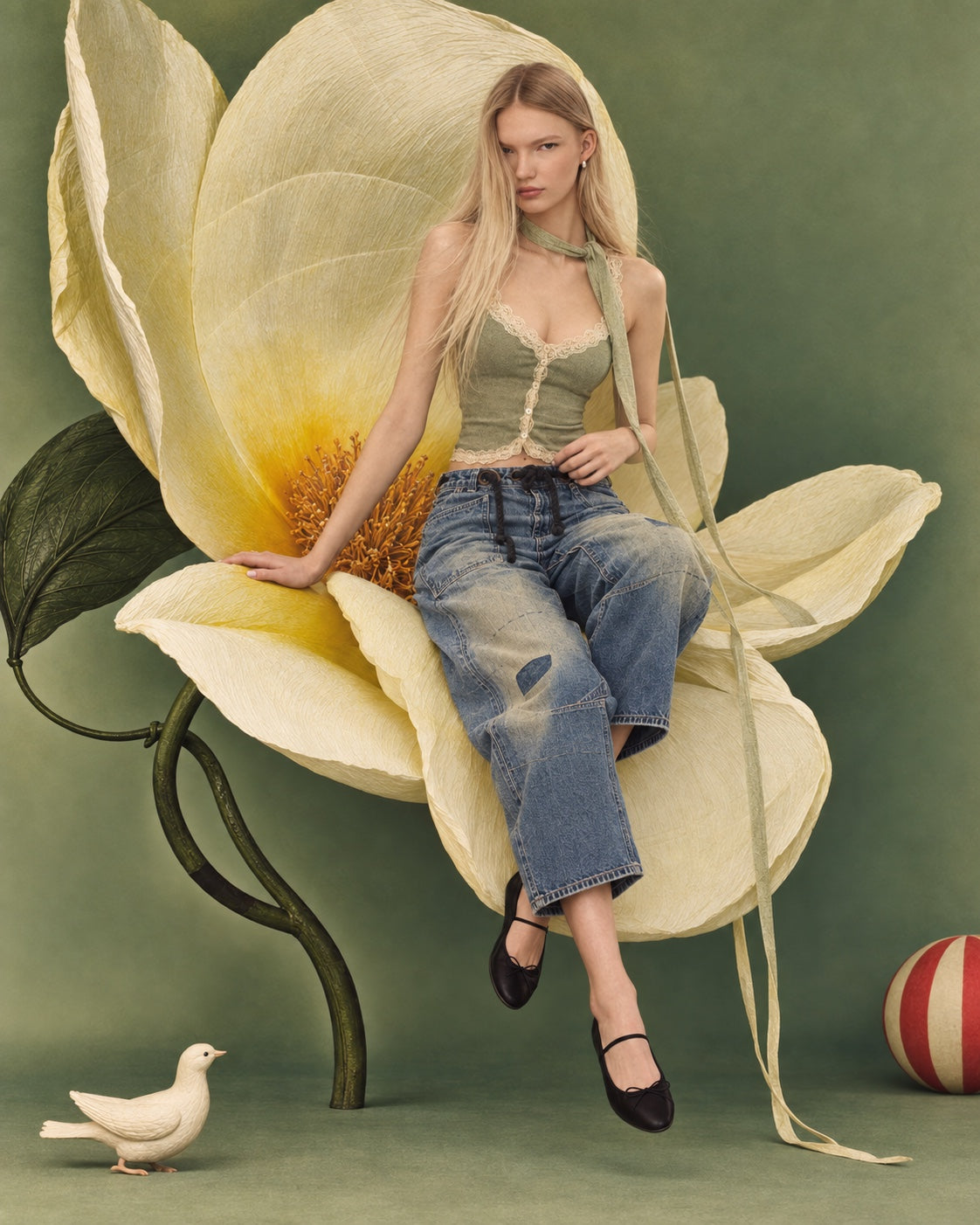 Free People Moxie Pull-On Barrel Jeans seated front