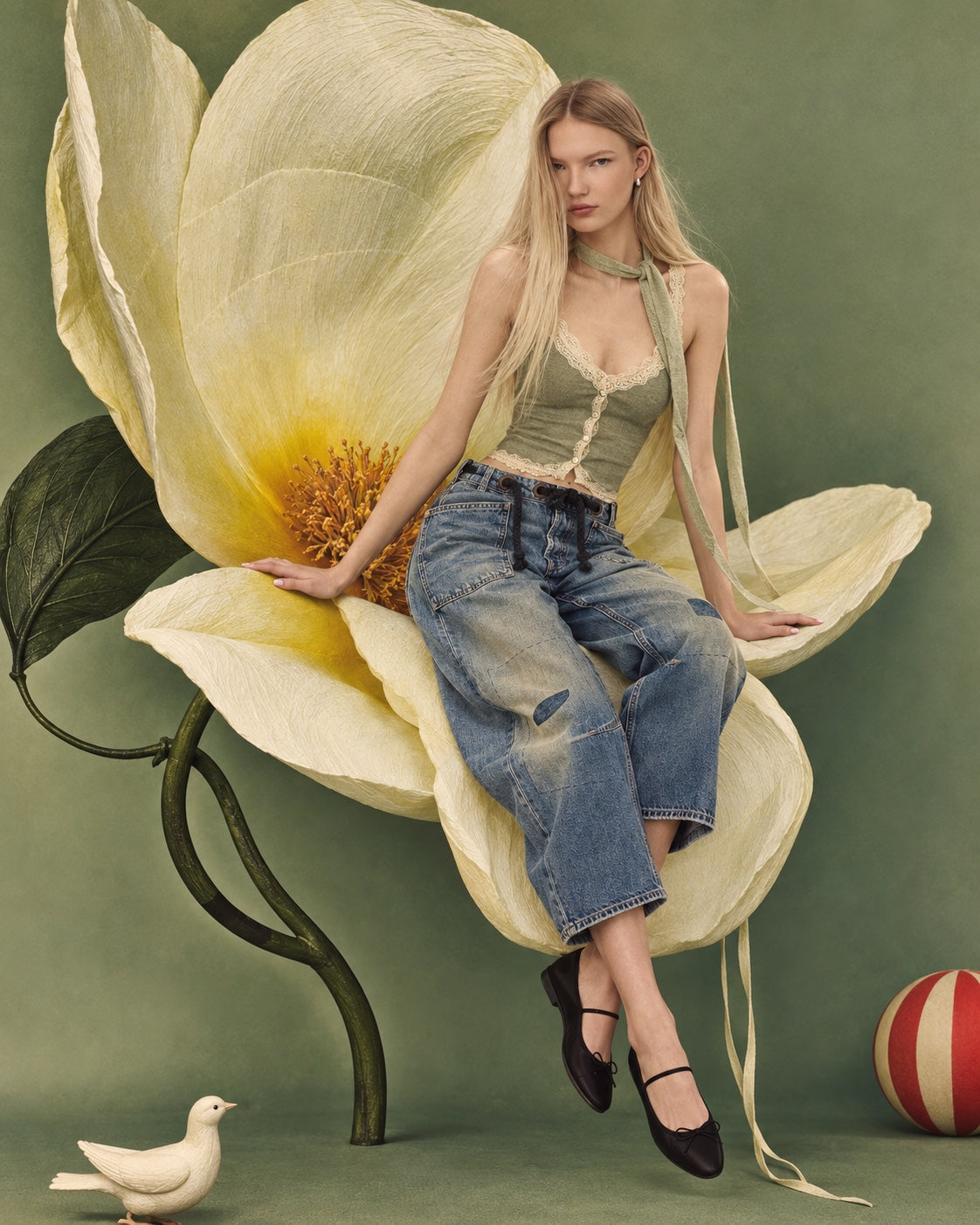 Free People Moxie Pull-On Barrel Jeans seated fit