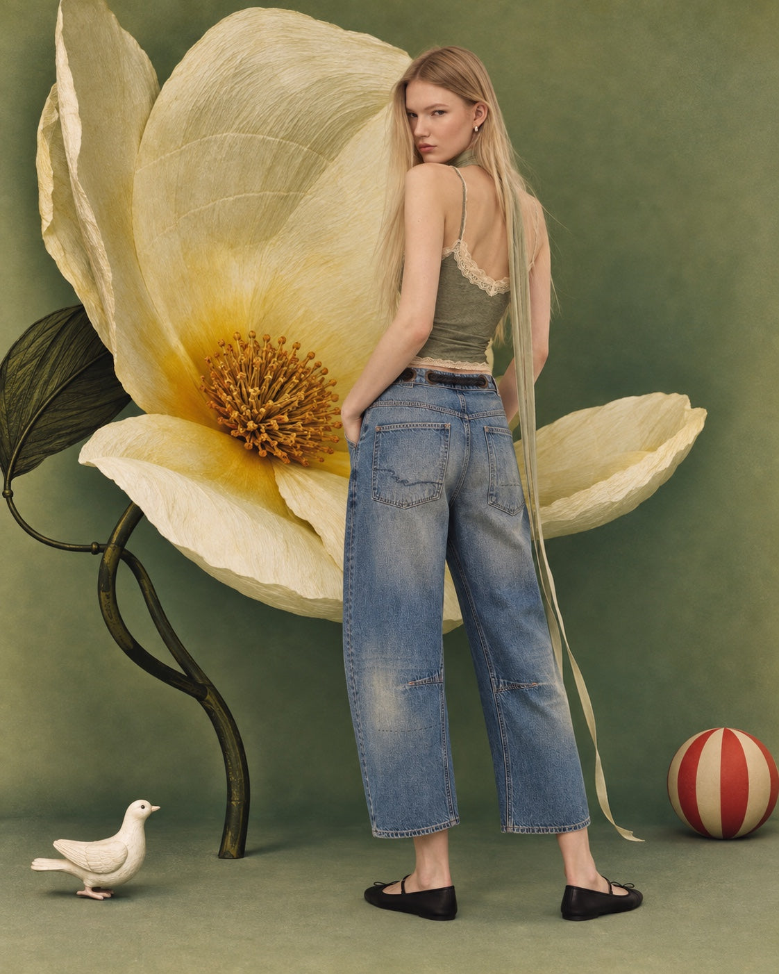 Free People Moxie Pull-On Barrel Jeans back view