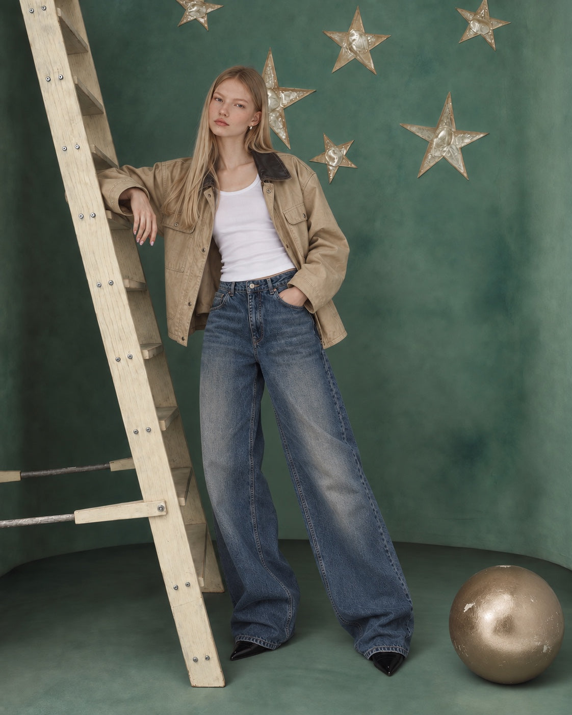 Sloane Vintage Baggy Jeans full-length editorial front view