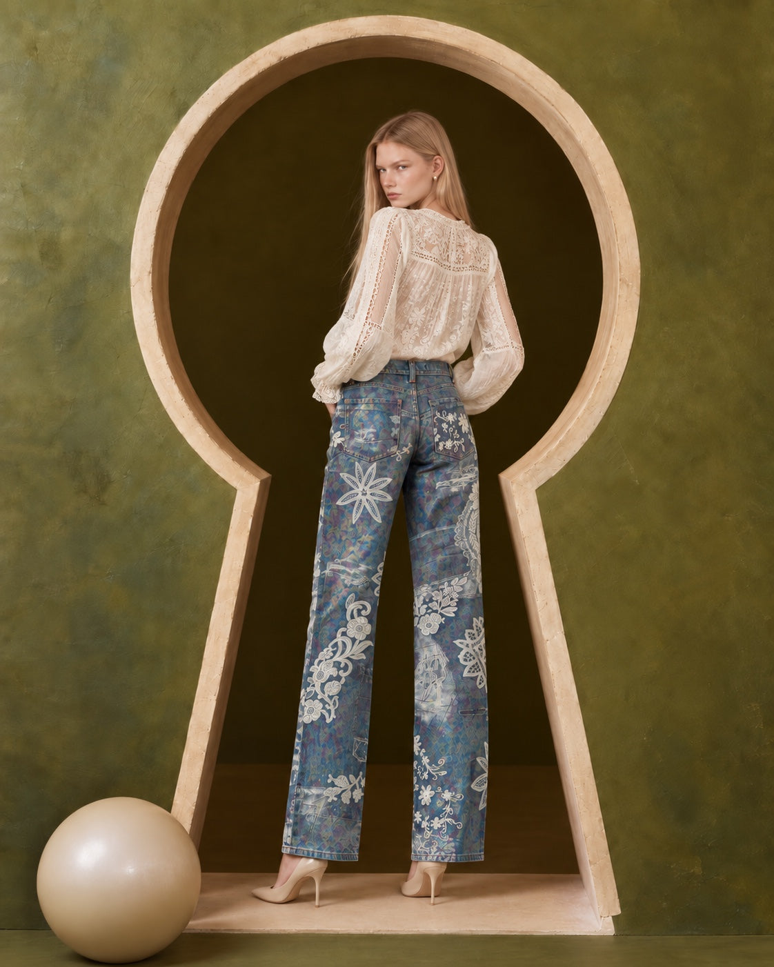Tinsley printed jeans full length back view